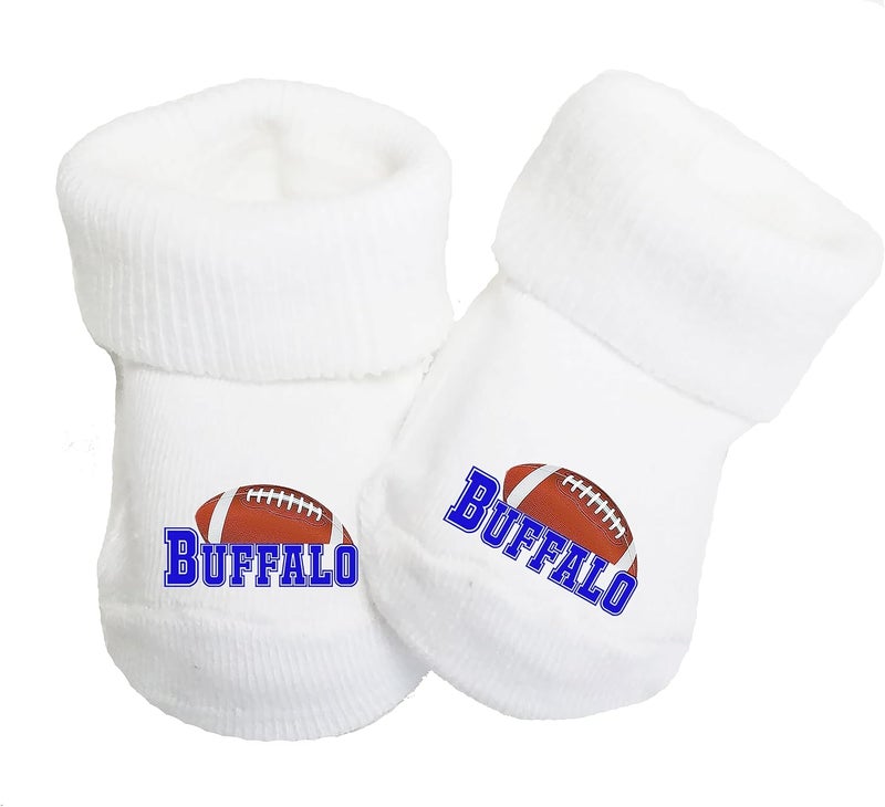 Future Tailgater Football Baby Toe Bootie Socks for Buffalo Fans 0-9 Months - Image 1